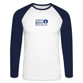 Apropos Möwe - Möwie Noch Een? Norddeutsch Möwe - Unisex Baseballshirt langarm - Weiß/Navy - Vorne - Nik (191cm)