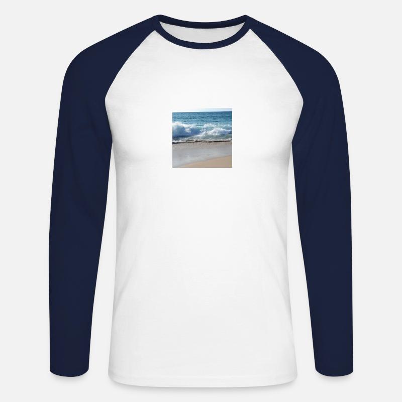 waves - Unisex Baseballshirt langarm - Weiß/Navy