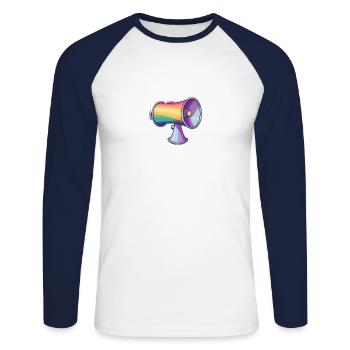 Pride Megaphone - Unisex Long Sleeve Baseball T-Shirt - white/navy - Front - Nik (191cm)