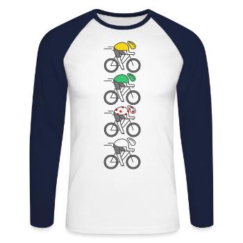 vélo vélos velo velos france maillot champion - T-shirt baseball manches longues Homme - blanc/marine - Devant - Nik (191cm)