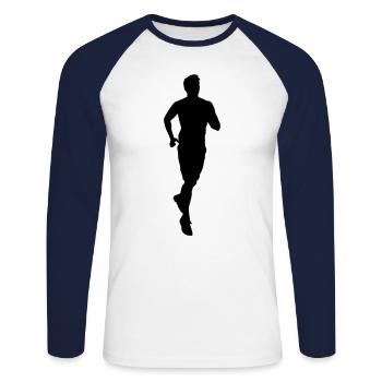 Laufen Mann - Unisex Baseballshirt langarm - Weiß/Navy - Vorne - Nik (191cm)
