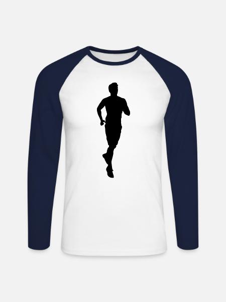 Running man - Unisex Long Sleeve Baseball T-Shirt - white/navy
