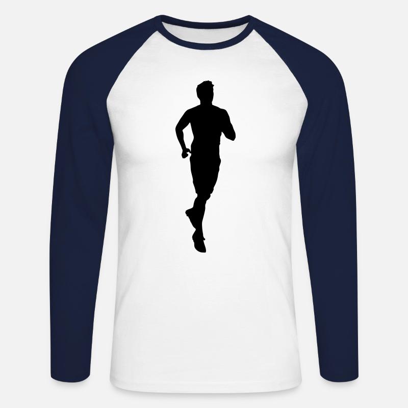 Laufen Mann - Unisex Baseballshirt langarm - Weiß/Navy