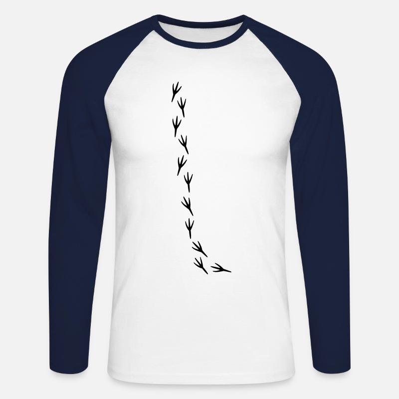 Spatz Vogel Spur Vögelchen - Unisex Baseballshirt langarm - Weiß/Navy