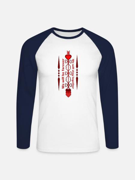Der große Liebespfeil - Unisex Baseballshirt langarm - Weiß/Navy
