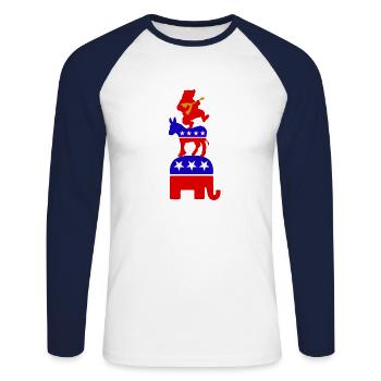 World Musicians Russian Bear with Balalaika - Unisex Long Sleeve Baseball T-Shirt - white/navy - Front - Nik (191cm)