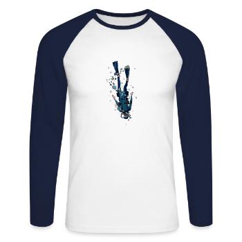 Cadeau de plongée sous-marine de plongée sous-marine - T-shirt baseball manches longues Homme - blanc/marine - Devant - Nik (191cm)