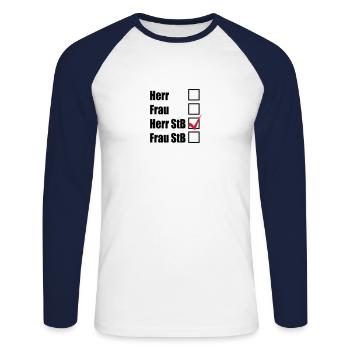 Steuerberater - Unisex Baseballshirt langarm - Weiß/Navy - Vorne - Nik (191cm)