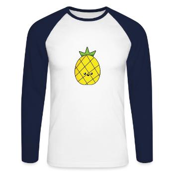 pineapple - Unisex Long Sleeve Baseball T-Shirt - white/navy - Front - Nik (191cm)