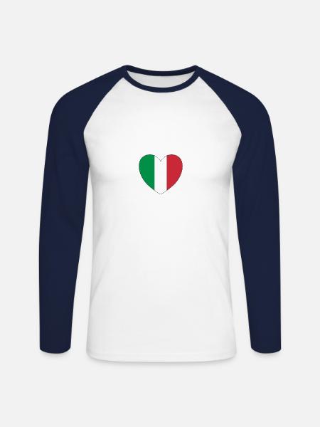 Italian heart - Unisex Long Sleeve Baseball T-Shirt - white/navy