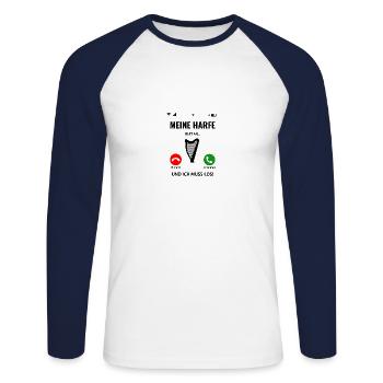 Harfenspieler Harfe Musik Saiteninstrument Idee - Unisex Baseballshirt langarm - Weiß/Navy - Vorne - Nik (191cm)