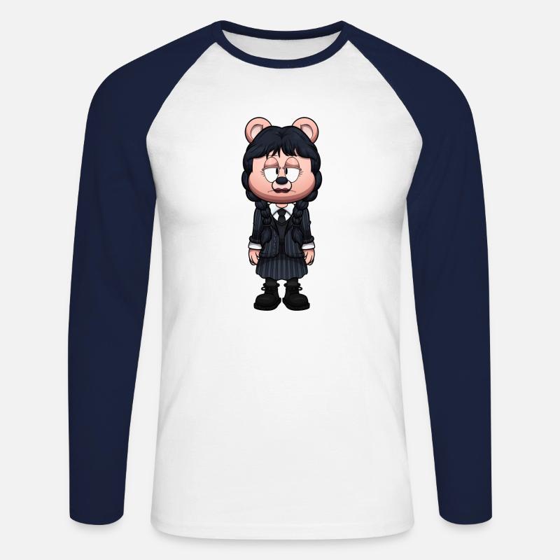 Mittwoch Teddybär - Unisex Baseballshirt langarm - Weiß/Navy