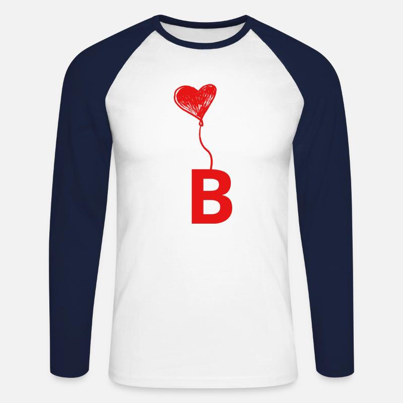 Buchstabe b Herz - Unisex Baseballshirt langarm - Weiß/Navy