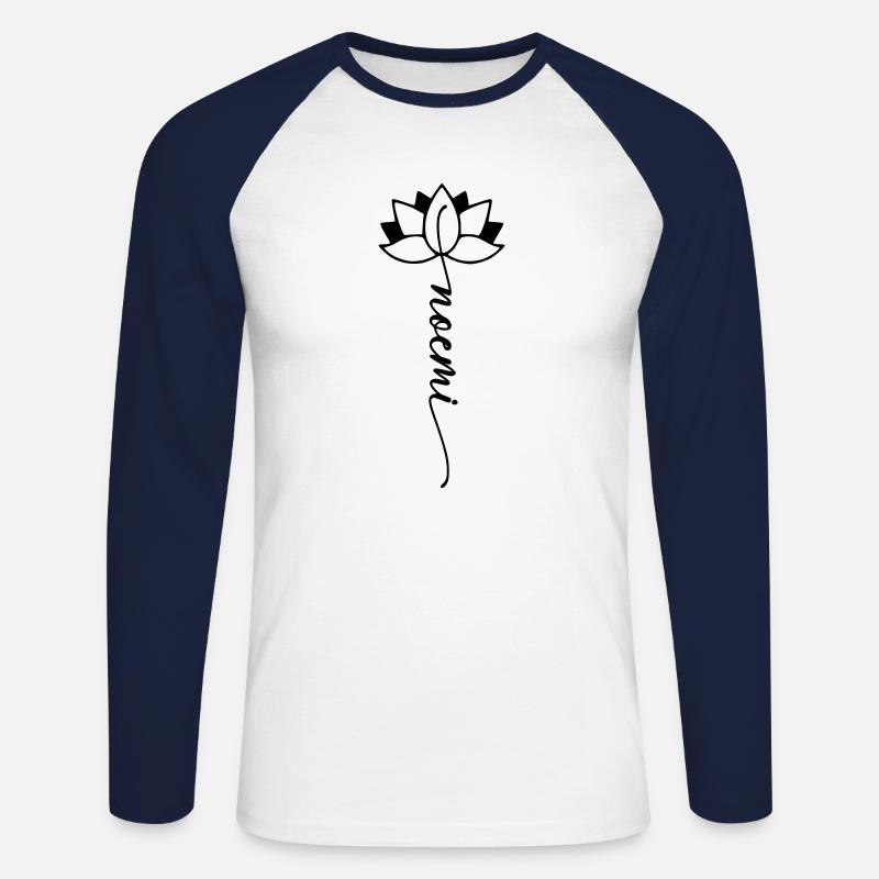 Noemi Name Blumenschrift - Unisex Baseballshirt langarm - Weiß/Navy