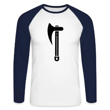 hache - T-shirt baseball manches longues Homme - blanc/marine - Devant - Nik (191cm)
