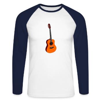 Guitare acoustique Guitare électrique - T-shirt baseball manches longues Homme - blanc/marine - Devant - Nik (191cm)
