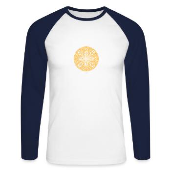 Mandala - Unisex Long Sleeve Baseball T-Shirt - white/navy - Front - Nik (191cm)
