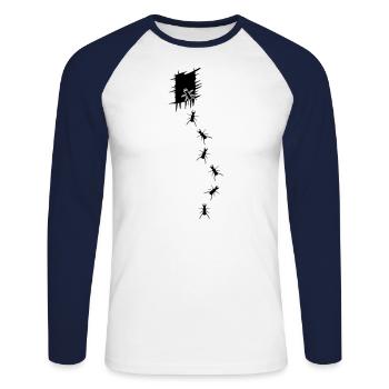 Ameisen - Unisex Baseballshirt langarm - Weiß/Navy - Vorne - Nik (191cm)