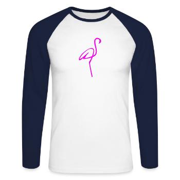 Flamingo - Unisex Long Sleeve Baseball T-Shirt - white/navy - Front - Nik (191cm)