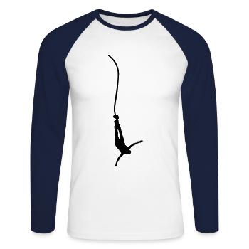 bungee jumper silhouette - Unisex Baseballshirt langarm - Weiß/Navy - Vorne - Nik (191cm)