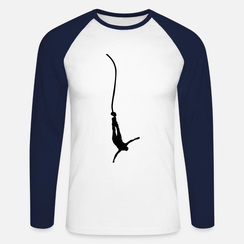 bungee jumper silhouette - Unisex Baseballshirt langarm - Weiß/Navy