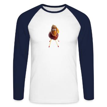 chestnut sheep - Unisex Long Sleeve Baseball T-Shirt - white/navy - Front - Nik (191cm)