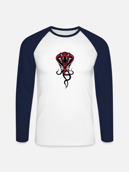 snake cobra s 4 - Unisex Long Sleeve Baseball T-Shirt - white/navy