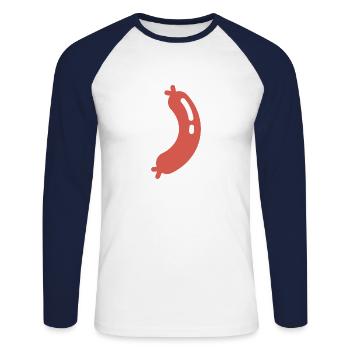 Macaroni - saucisse - T-shirt baseball manches longues Homme - blanc/marine - Devant - Nik (191cm)