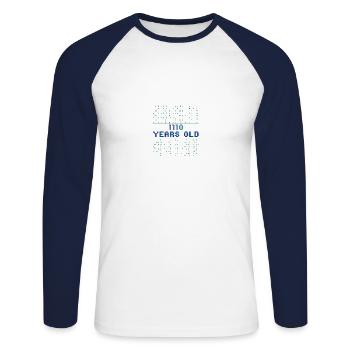 14th birthday 14 years old Binary code computer science - Unisex Long Sleeve Baseball T-Shirt - white/navy - Front - Nik (191cm)