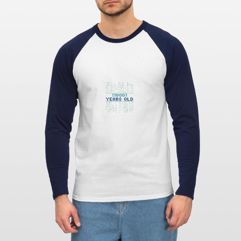 49. Geburtstag 49 Jahre alt Binärcode Coder Unisex Baseballshirt langarm