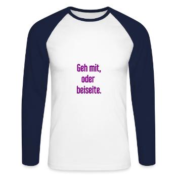 Walk with or aside - Unisex Long Sleeve Baseball T-Shirt - white/navy - Front - Nik (191cm)