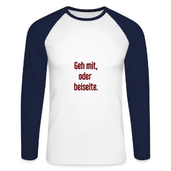Walk with or aside - Unisex Long Sleeve Baseball T-Shirt - white/navy - Front - Nik (191cm)