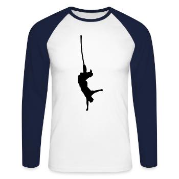 bungee springen - Unisex Baseballshirt langarm - Weiß/Navy - Vorne - Nik (191cm)