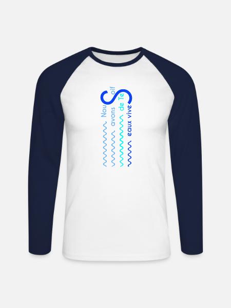 Eaux vives Version 2 - T-shirt baseball manches longues Homme - blanc/marine