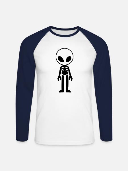 alien - Unisex Long Sleeve Baseball T-Shirt - white/navy