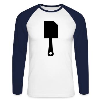 Axt - Unisex Baseballshirt langarm - Weiß/Navy - Vorne - Nik (191cm)