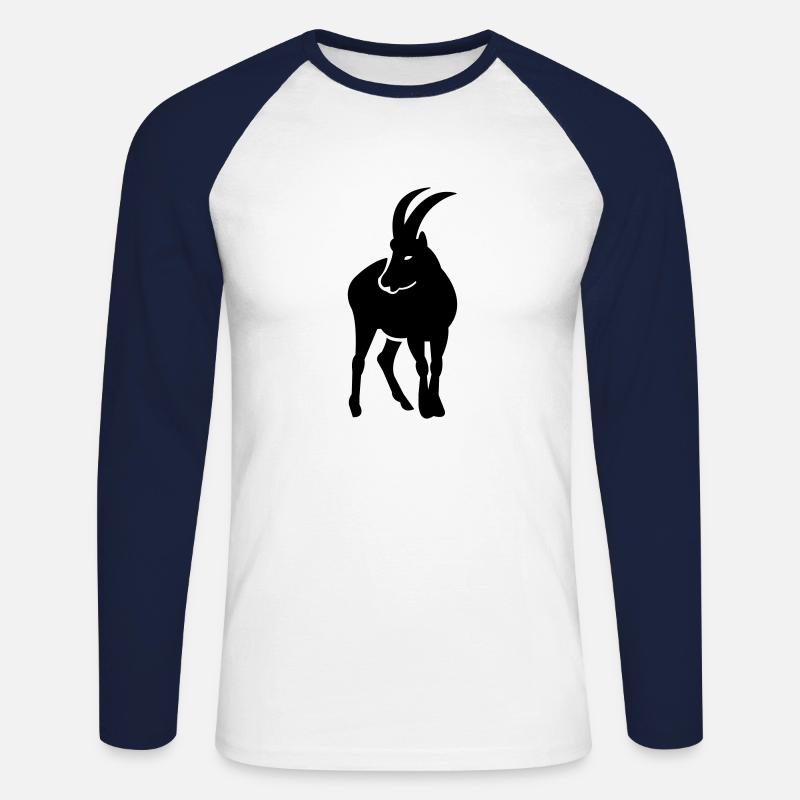 steinbock - Unisex Baseballshirt langarm - Weiß/Navy