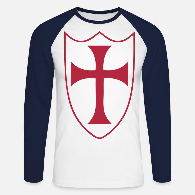 templar cross - Unisex Baseballshirt langarm - Weiß/Navy