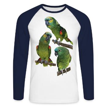 The blue-fronted amazon - Unisex Long Sleeve Baseball T-Shirt - white/navy - Front - Nik (191cm)