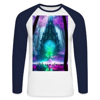 We can dream - Unisex Long Sleeve Baseball T-Shirt - white/navy - Front - Nik (191cm)