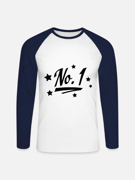 Nummer 1 - Unisex Baseballshirt langarm - Weiß/Navy