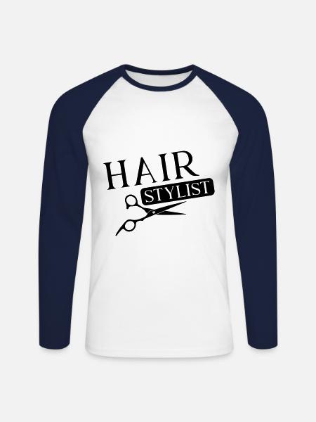 Ciseaux de coiffeur - T-shirt baseball manches longues Homme - blanc/marine