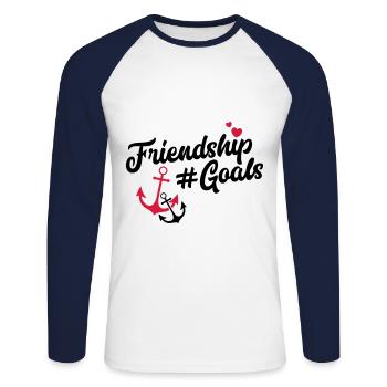 Friendship Goals Freundschaft - Unisex Baseballshirt langarm - Weiß/Navy - Vorne - Nik (191cm)