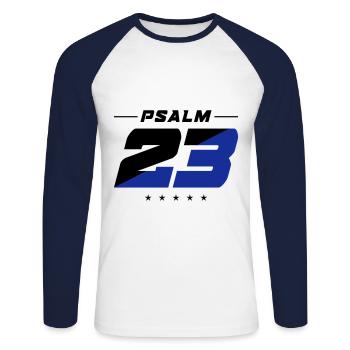 Psaume 23 verset de la Bible - T-shirt baseball manches longues Homme - blanc/marine - Devant - Nik (191cm)