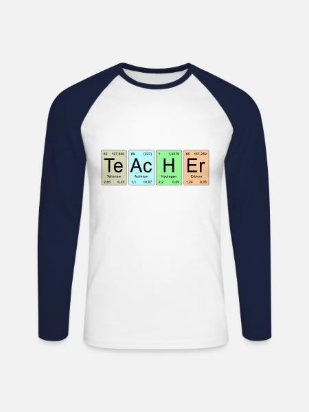Periodic Table - TeAcHEr - Unisex Long Sleeve Baseball T-Shirt - white/navy