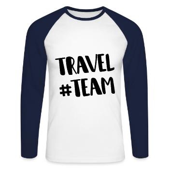 Travel travel team heart - Unisex Long Sleeve Baseball T-Shirt - white/navy - Front - Nik (191cm)