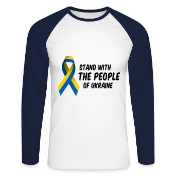 Ukraine freedom slogan - Unisex Long Sleeve Baseball T-Shirt - white/navy - Front - Nik (191cm)