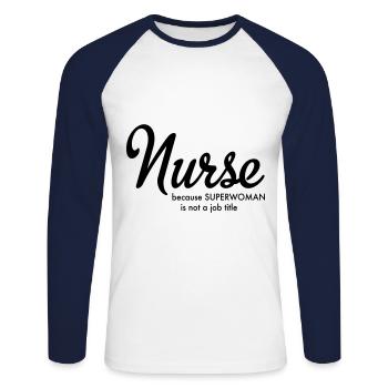 nurse - Unisex Baseballshirt langarm - Weiß/Navy - Vorne - Nik (191cm)