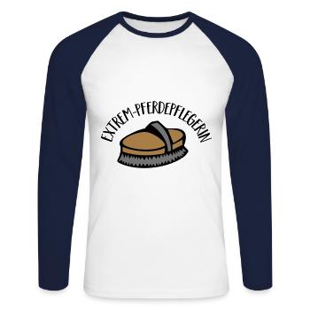 Extrem-Pferdepflegerin - Unisex Baseballshirt langarm - Weiß/Navy - Vorne - Nik (191cm)