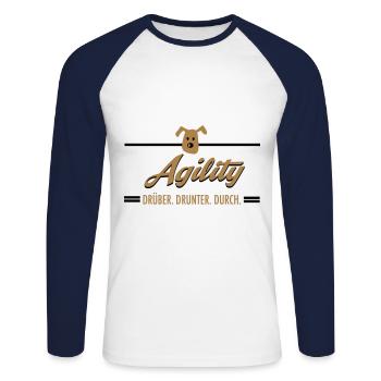 Agility - Unisex Baseballshirt langarm - Weiß/Navy - Vorne - Nik (191cm)